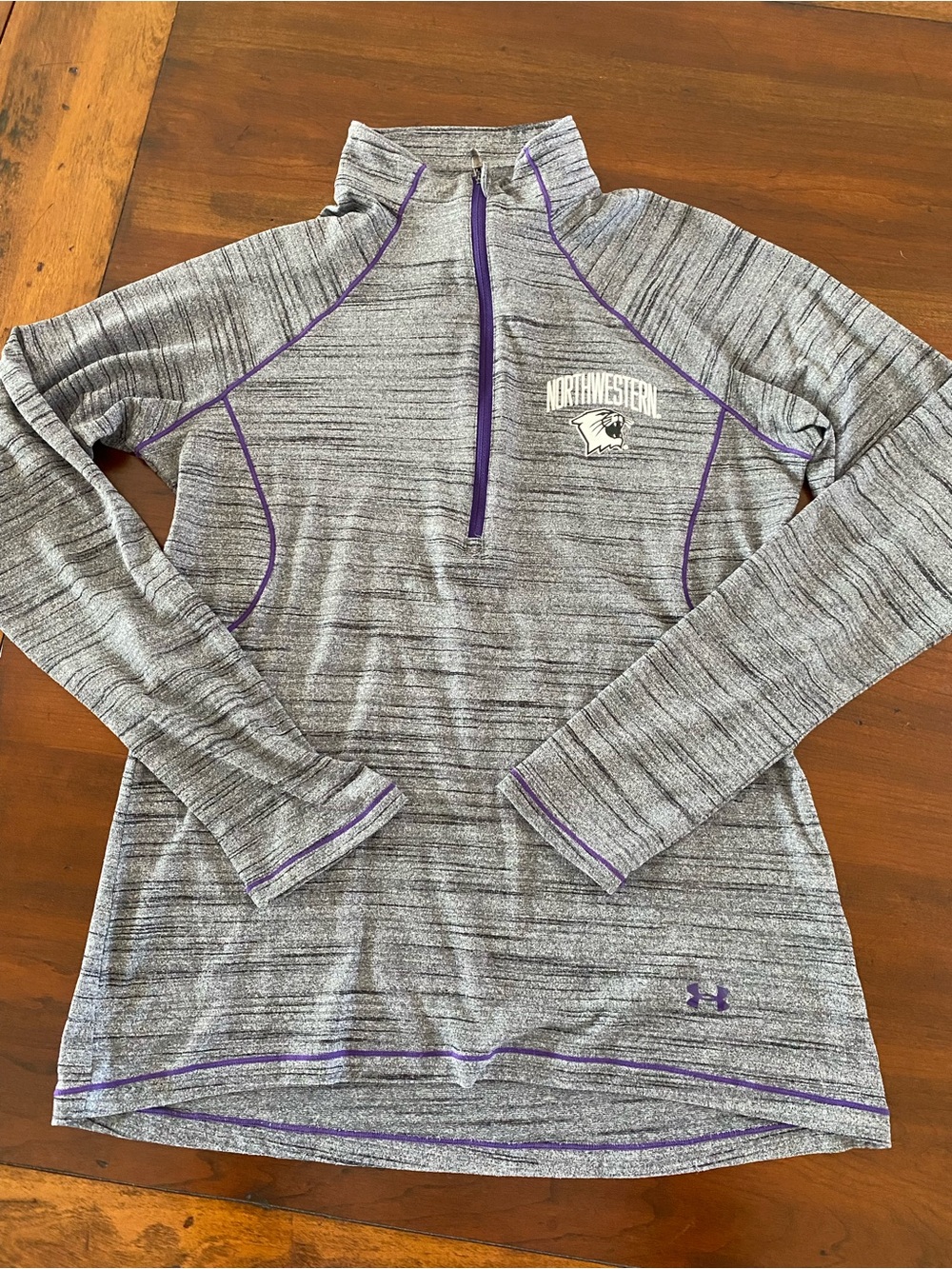 Northwestern University Under Armour Gray lightweight Quarter-Zip Purple Accents